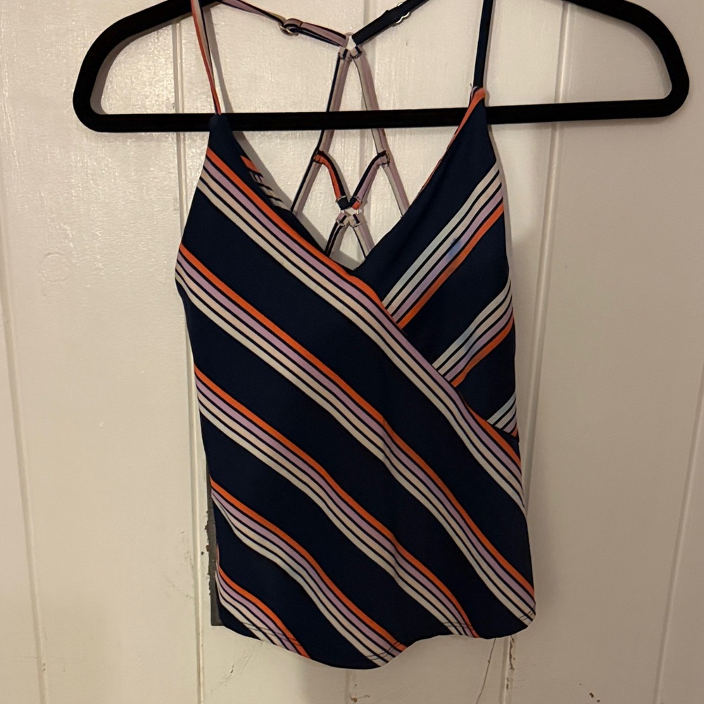 Carve Designs Navy and Orange Striped Swim Camisole